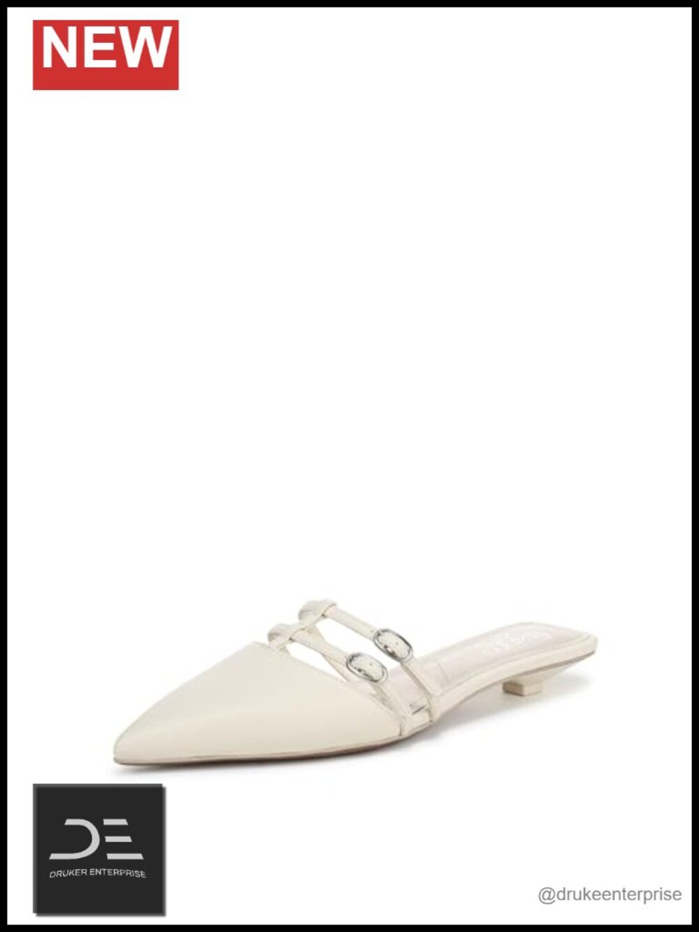 Faux Leather Slip-On Pointed Toe Kitten Heel Mules